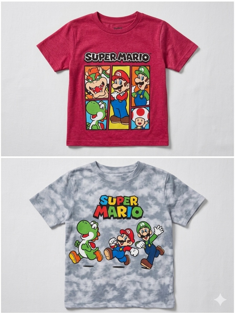 Buyer Choice Nintendo Super Mario Kids T-Shirt - Gray Tie-Dye Size:7
